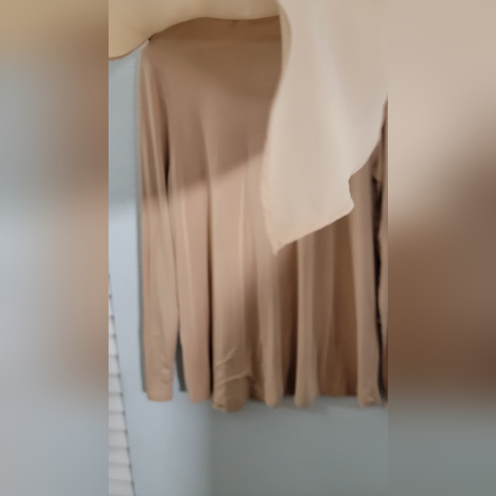 Soft Surroundings Tunic Top Women's Medium Beige Layered Chiffon Hem boho. - Picture 12 of 16